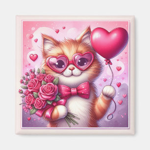 Aimant Cute Valentine's day cat/chaton
