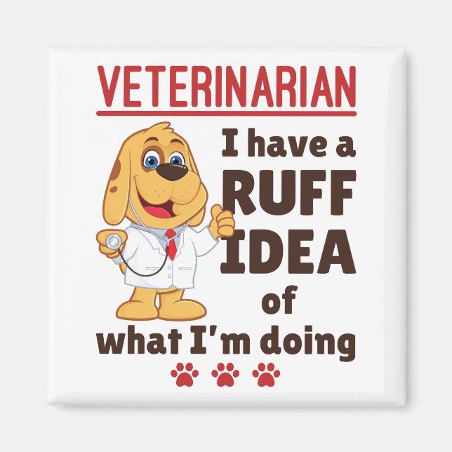 Aimant Cute vétérinaire animal docteur Dogtor Ruff Idea (Devant)