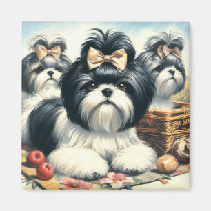 Aimant Cute Vintage peinture Shih-Tzu