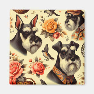 Aimant Cute Vintage Schnauzer