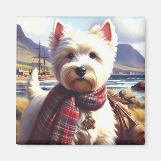 Aimant Cute West Highland Peinture de Terrier blanc (Devant)