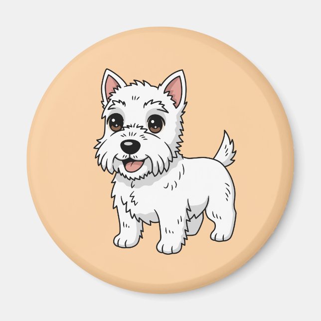 Aimant Cute West Highland White Terrier Dog Beige (Devant)