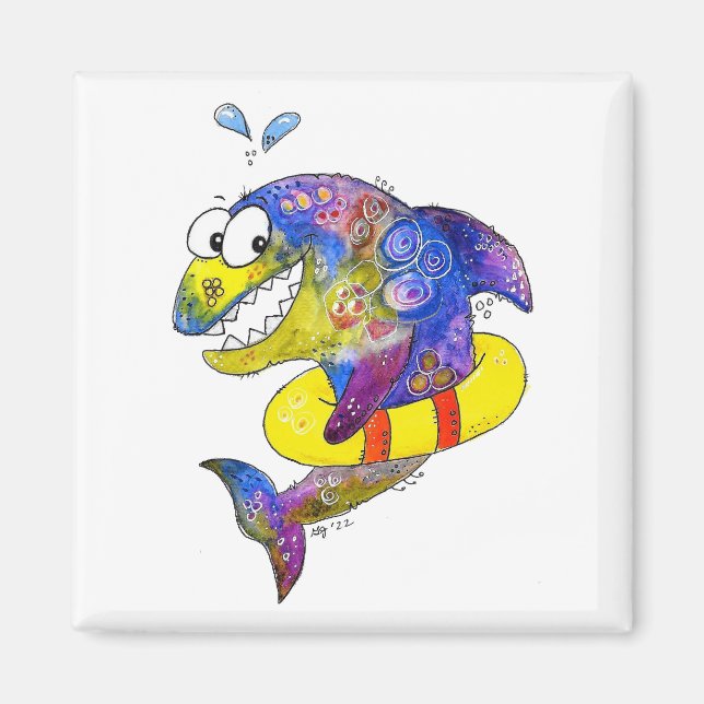 Aimant Cute Whimsical Requin coloré en flotteur (Devant)