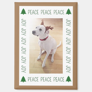Aimant Cute White Reindeer Puppy Dog Peace Joy Brown