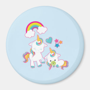 Aimant Cute White Unicorns Magical Mama & Baby