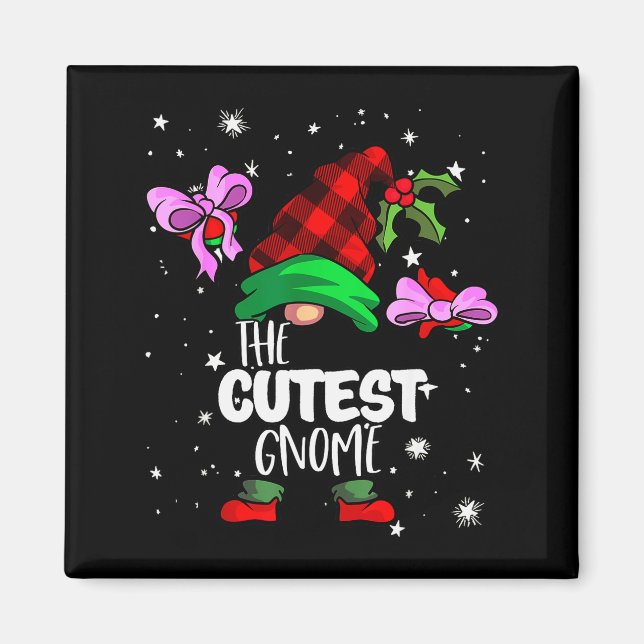 Aimant Cutest Gnome Red Buffalo Plaid Matching Family Chr (Devant)