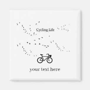 Aimant Cycling Life, gratuit comme un oiseau personnalisa