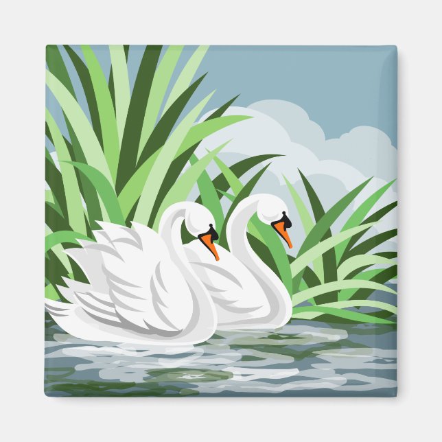 Aimant Cygnes blancs (Devant)