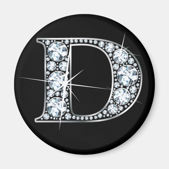 Aimant "D" Faux-"Diamond Bling" (Devant)