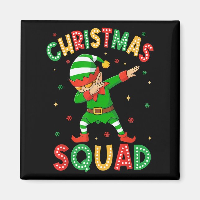 Aimant Dabbing Christmas Squad Père Noël Elf Family Corre (Devant)