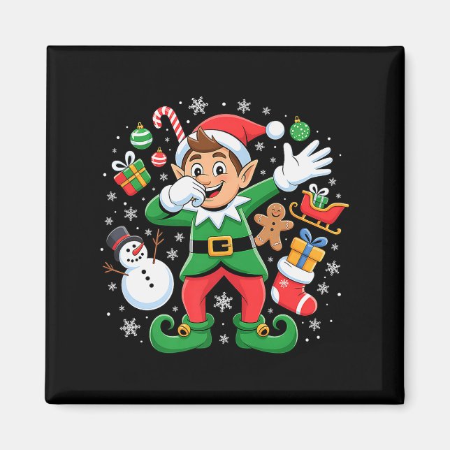 Aimant Dabbing Elf Friends Xmas Boys Girls Dabbing Christ (Devant)