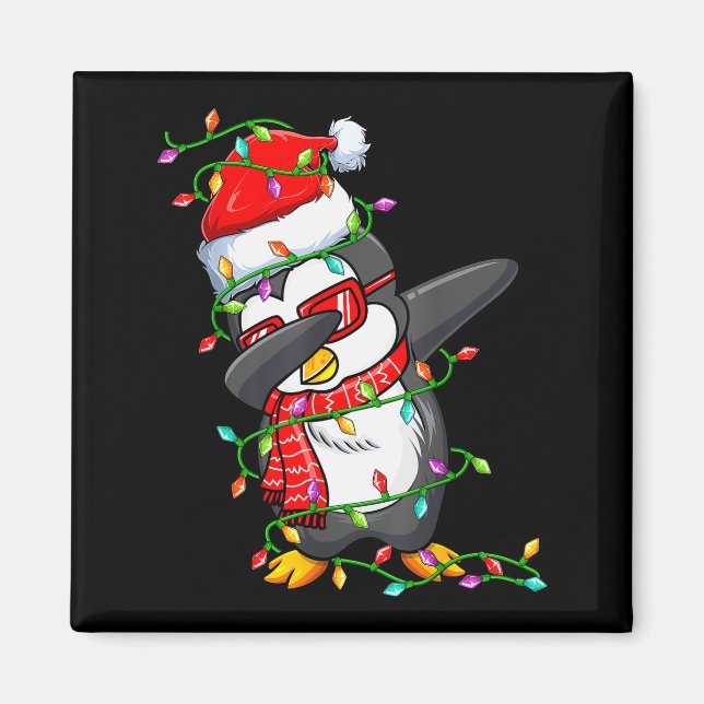 Aimant Dabbing Penguin Wearing Santa Hat - Penguin Lover  (Devant)