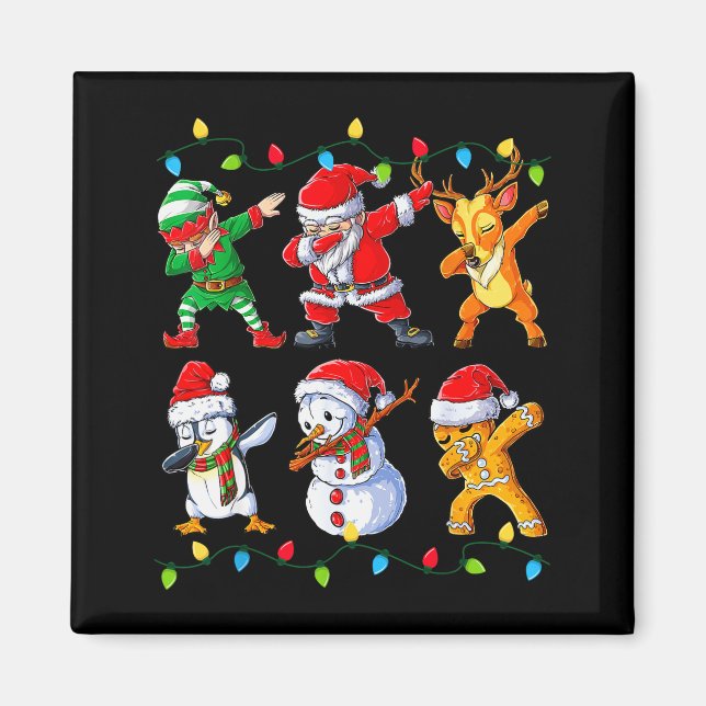 Aimant Dabbing Santa Elf Friends Christmas Boys Girls Men (Devant)