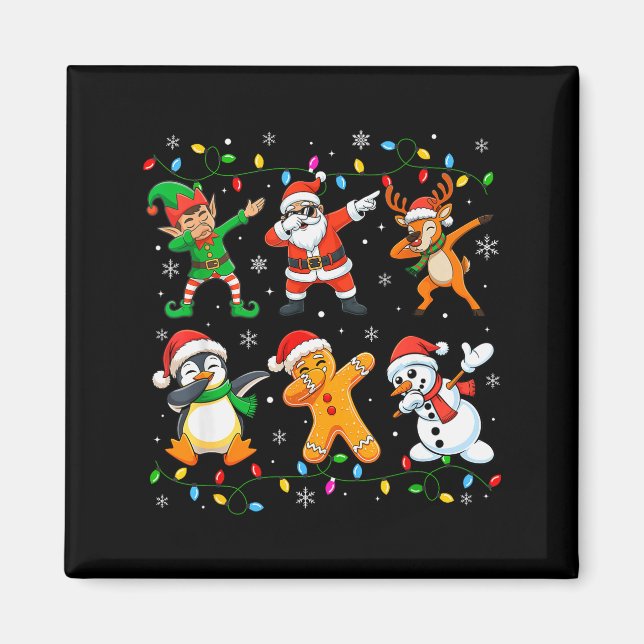 Aimant Dabbing Santa Elf Friends Christmas Boys Girls Men (Devant)