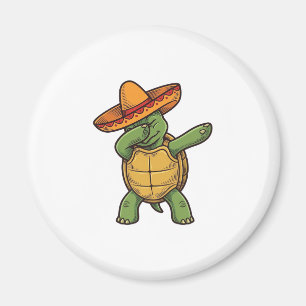 Aimant Dabbing Turtle Sombrero Vintage Vector Design_1