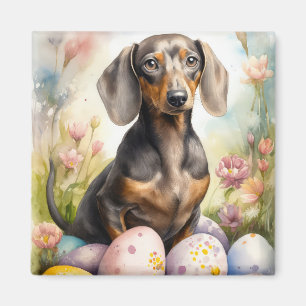 Aimant Dachshund aux oeufs de Pâques