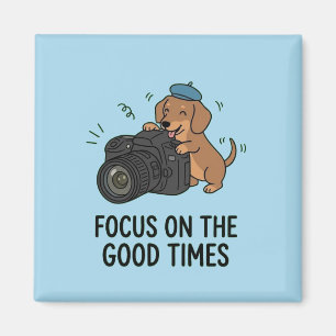 Aimant Dachshund avec appareil photo "Se concentrer sur l
