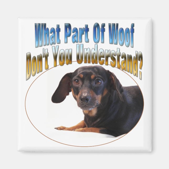 Aimant Dachshund Cadeaux - Woof (Devant)