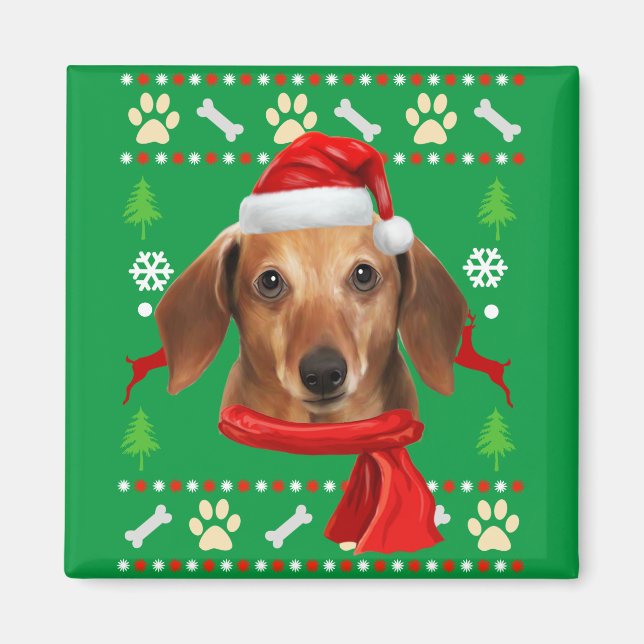Aimant Dachshund Chien Vilain Noël (Devant)