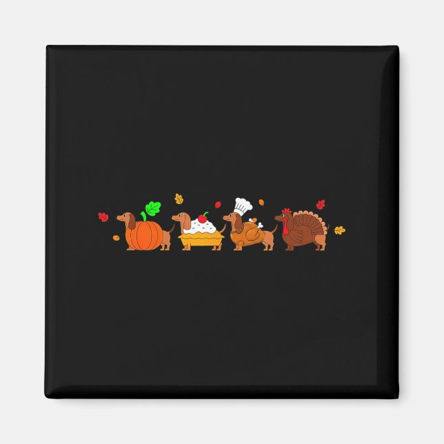 Aimant Dachshund Dog Pumpkin E Turkey Thanksgiving  (Devant)