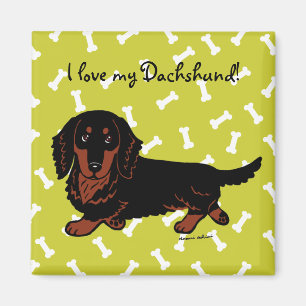 Aimant Dachshund Long Haired Black et Tan