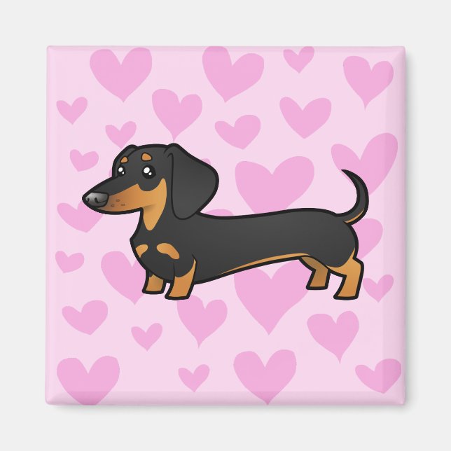 Aimant Dachshund Love (manteau lisse) (Devant)