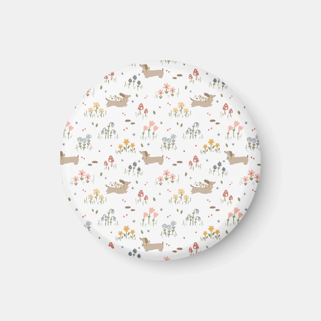 Aimant Dachshund Lover Weiner Chien Saucisse Chien Fleur  (Devant)