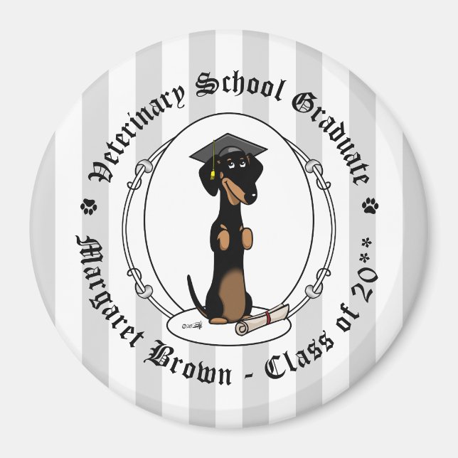 Aimant Dachshund (noir et bronzé) - chien mignon (Devant)