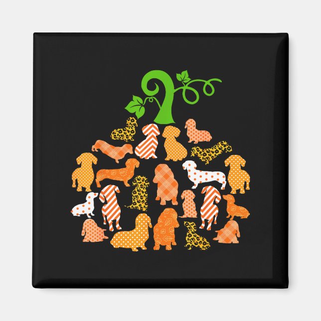 Aimant Dachshund Pumpkin Shape Plaid Leopard Dog Autumn H (Devant)