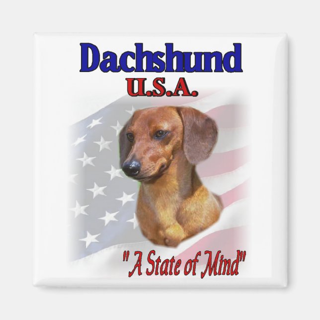 Aimant Dachshund USA Patriotique (Devant)