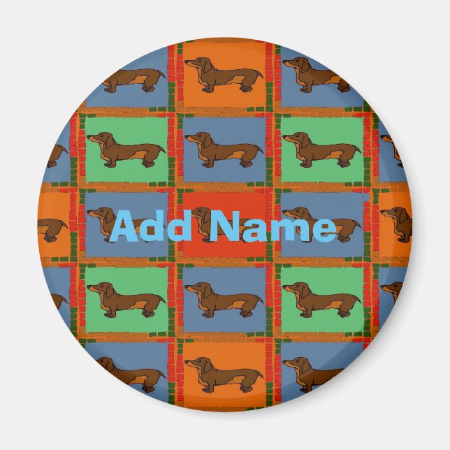 Aimant Dachshunds Pa hex hex Sign, ajouter le nom (Devant)