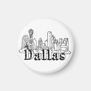 Aimant Dallas Skyline Art Design Dallas Skyline Design
