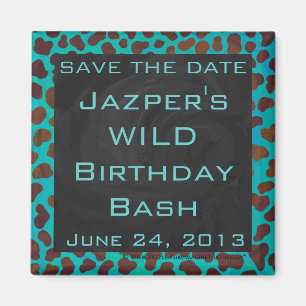 Aimant Dalmatie Brown et Turquoise avec Monogramme