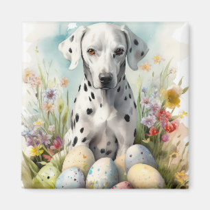 Aimant Dalmatien avec oeufs de Pâques