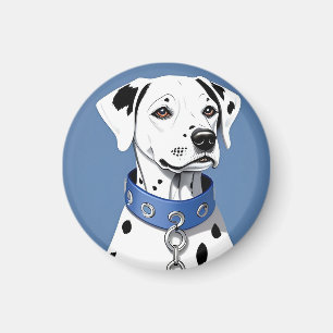 Aimant Dalmatien portant un collier bleu