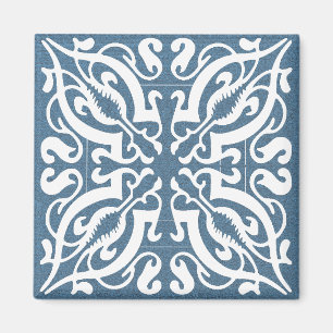 Aimant Damask blanc sur Denim arrière - plan