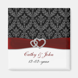 Aimant damask diamante rouge enregistrer la date