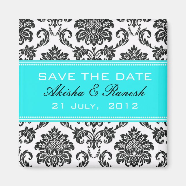 Aimant Damask Enregistrer le Faire-part Mariage date (Devant)