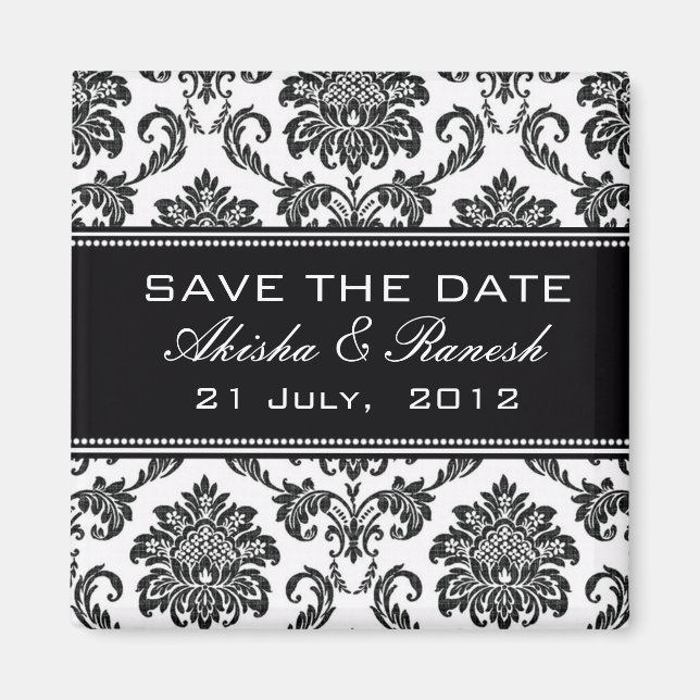 Aimant Damask Enregistrer le Faire-part Mariage date (Devant)
