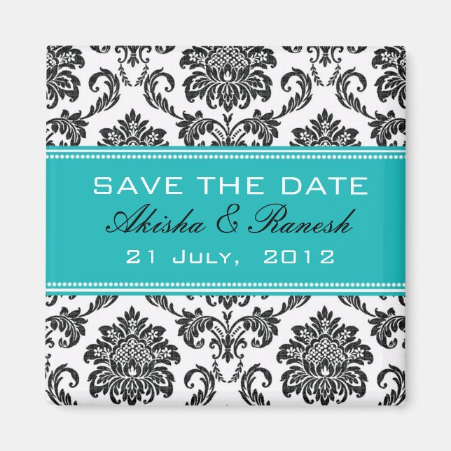 Aimant Damask Enregistrer le Faire-part Mariage date (Devant)