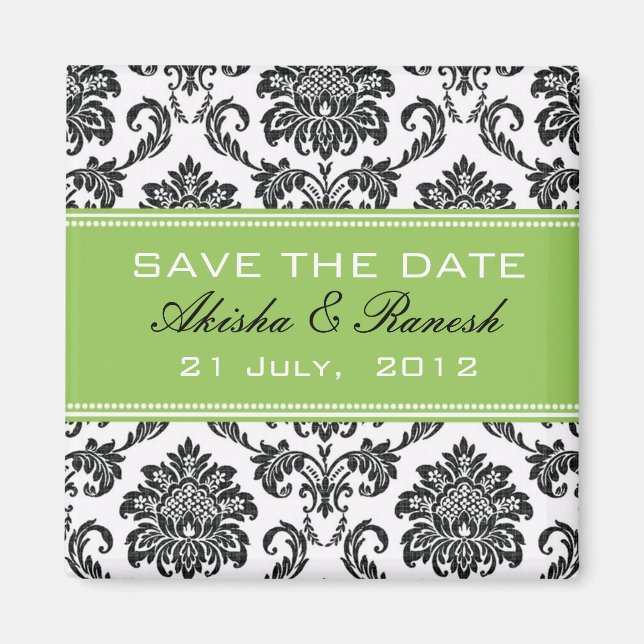 Aimant Damask Enregistrer le Faire-part Mariage date (Devant)