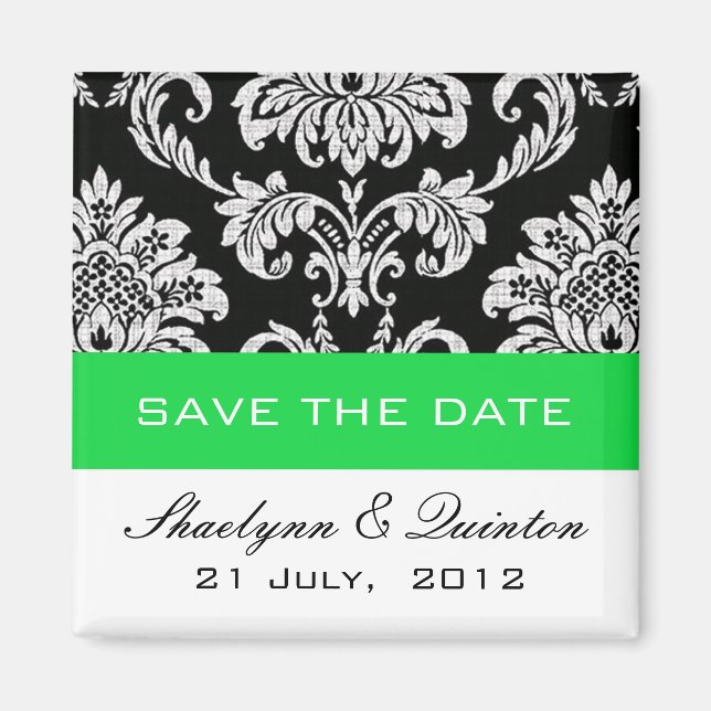 Aimant Damask Green Enregistrer le Faire-part Mariage de  (Devant)