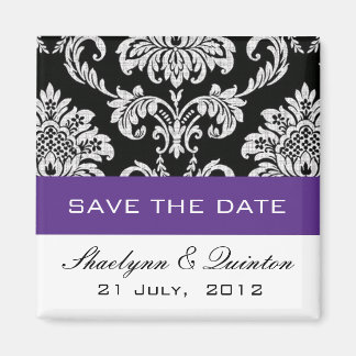 Aimant Damask Purple Enregistrer le Faire-part Mariage Da