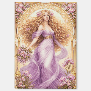 Aimant Dame aux cheveux dorés fluides en robe