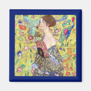 Aimant Dame avec ventilateur par Gustav Klimt, Japonisme 