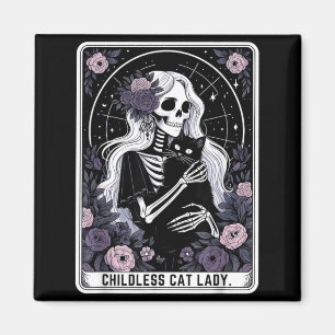 Aimant Dame de chat sans enfants Carte de tarot squelette