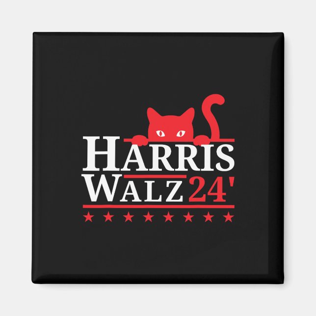 Aimant Dame Du Chat Pour Kamala Harris Tim Walz Vp 2024 (Devant)
