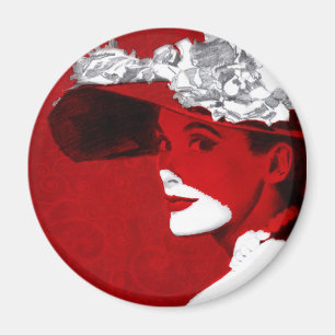 Aimant Dame en rouge