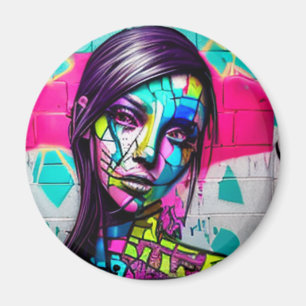 Aimant Dame jolie Art urbain Graffiti coloré