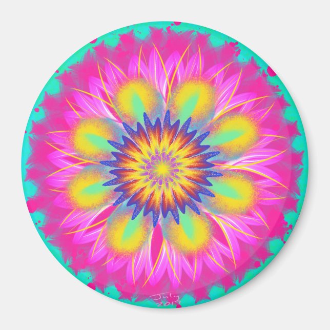 Aimant Dame rose éclatante par fleurs électriques (Devant)